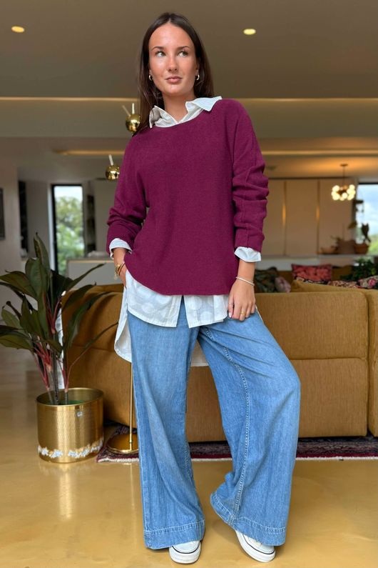 Made in Italy Conrad Body Skim Knit Jumper Beetroot